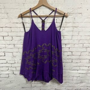 Sky Brand Y2K NOS Purple Studded Chain Flowy Tank Top Shirt Medium New NWT